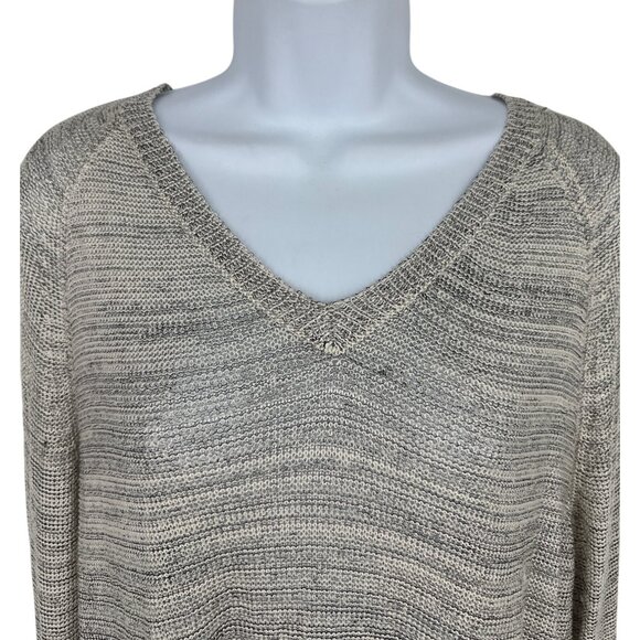 Soft Surroundings V-Neck Long Sleeve Knit Sweater With Lace-Up Back Detail Sz XL - Picture 2 of 13